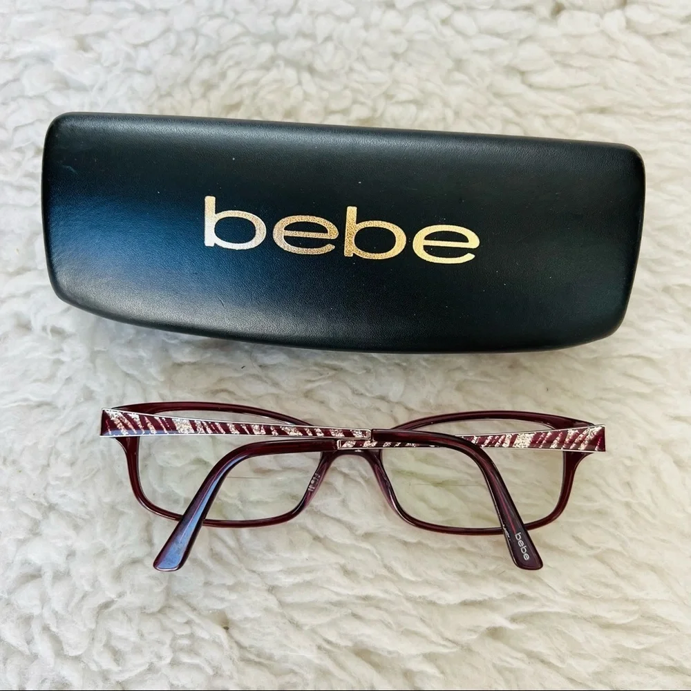 Bebe 604 Ruby Full rim Plastic/Silver metal w/ Glitters accent Eyeglasses Frame